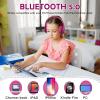 imageKids Bluetooth 60 Headphones with LED Light 85Hours Playtimes TypeC Fast Charging 8594dB Volume Limited Comfort Wireless Headphones with Builtin mic Wired ampamp TF Card Mode BlueHot Red