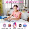 imageKids Bluetooth 60 Headphones with LED Light 85Hours Playtimes TypeC Fast Charging 8594dB Volume Limited Comfort Wireless Headphones with Builtin mic Wired ampamp TF Card Mode BluePink