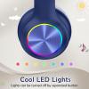 imageKids Bluetooth 60 Headphones with LED Light 85Hours Playtimes TypeC Fast Charging 8594dB Volume Limited Comfort Wireless Headphones with Builtin mic Wired ampamp TF Card Mode BlueNavy Blue