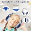 imageKids Bluetooth 60 Headphones with LED Light 85Hours Playtimes TypeC Fast Charging 8594dB Volume Limited Comfort Wireless Headphones with Builtin mic Wired ampamp TF Card Mode BlueNavy Blue