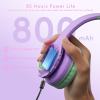 imageKids Bluetooth 60 Headphones with LED Light 85Hours Playtimes TypeC Fast Charging 8594dB Volume Limited Comfort Wireless Headphones with Builtin mic Wired ampamp TF Card Mode BlueGreen and Purple