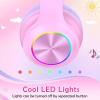 imageKids Bluetooth 60 Headphones with LED Light 85Hours Playtimes TypeC Fast Charging 8594dB Volume Limited Comfort Wireless Headphones with Builtin mic Wired ampamp TF Card Mode BluePink