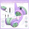 imageKids Bluetooth 60 Headphones with LED Light 85Hours Playtimes TypeC Fast Charging 8594dB Volume Limited Comfort Wireless Headphones with Builtin mic Wired ampamp TF Card Mode BlueGreen and Purple