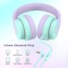 imageKids Headphones Wired Headphones for Kids with Microphone 8594dB Volume Limiter Headphone for Girls Boys Foldable Headphone for Online Study Gradient BlueLight Purple