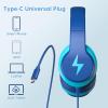 imageKids Headphones for School 2 Pack Upgrade USB C Headphones for Kids Wired Headphone for Kid HD Stereo Sound Foldable Kid OverEar Headphone for BoysGirlsiPadPCTabletsTravelPinkBlueBule
