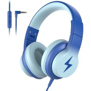 imageKids Headphones Wired Headphones for Kids with Microphone 8594dB Volume Limiter Headphone for Girls Boys Foldable Headphone for Online Study Gradient BlueLight Blue