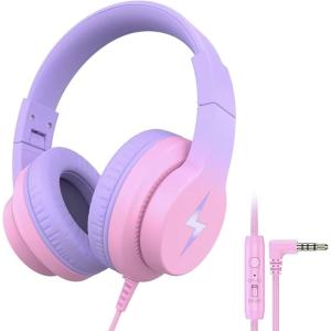 imageKids Headphones Wired Headphones for Kids with Microphone 8594dB Volume Limiter Headphone for Girls Boys Foldable Headphone for Online Study Gradient BlueGradient Red