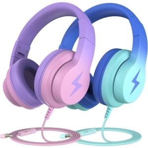 imageKids Headphones Wired Headphones for Kids with Microphone 8594dB Volume Limiter Headphone for Girls Boys Foldable Headphone for Online Study Gradient BlueGradient Blue  Gradient Purple