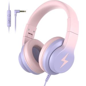 imageKids Headphones Wired Headphones for Kids with Microphone 8594dB Volume Limiter Headphone for Girls Boys Foldable Headphone for Online Study Gradient BlueGradient Pink