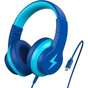 imageKids Headphones for School 2 Pack Upgrade USB C Headphones for Kids Wired Headphone for Kid HD Stereo Sound Foldable Kid OverEar Headphone for BoysGirlsiPadPCTabletsTravelPinkBlueBule